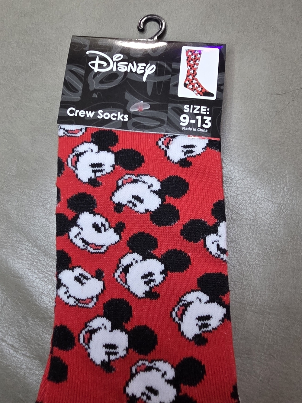 Disney 4/$25  Red, Black and White Mickey Mouse Face Crew Socks - Picture 3 of 3